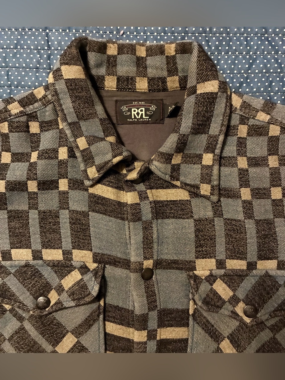 DOUBLE RL RALPH LAUREN RRL COTTON SHIRT/ JACKET- MEN’S SIZE MEDIUM - Picture 6 of 12